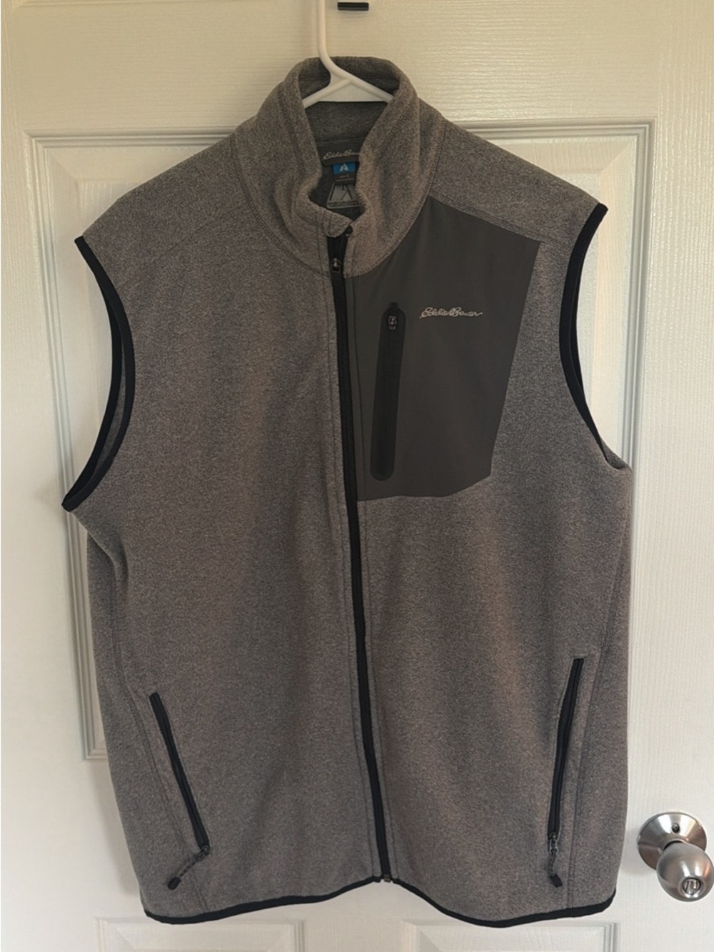 Men's Gray Sleeveless Fleece Vest - Performance Zip - Eddie Bauer